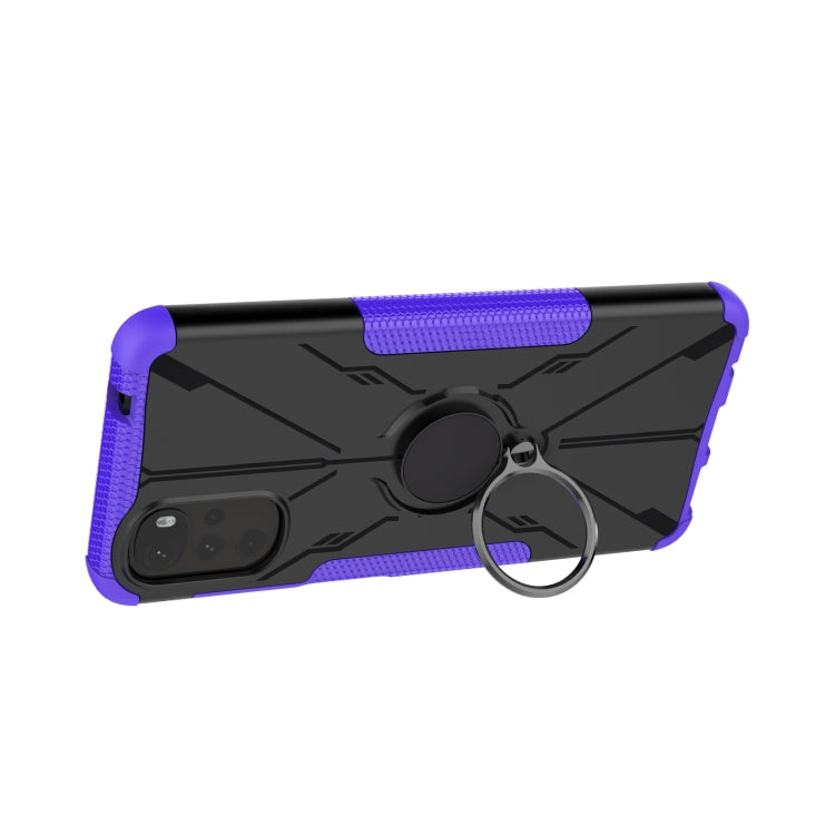 For Motorola Moto G22 Armor Bear Shockproof PC + TPU Phone Case with Ring