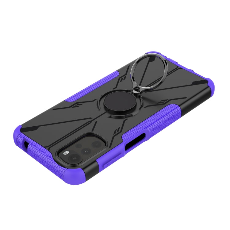 For Motorola Moto G22 Armor Bear Shockproof PC + TPU Phone Case with Ring