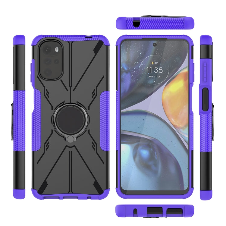 For Motorola Moto G22 Armor Bear Shockproof PC + TPU Phone Case with Ring