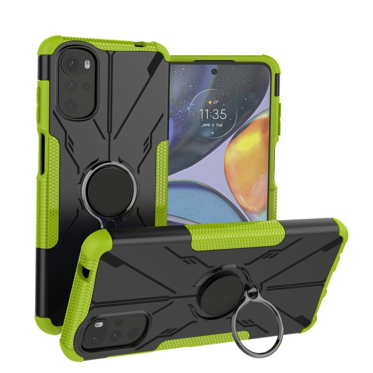For Motorola Moto G22 Armor Bear Shockproof PC + TPU Phone Case with Ring