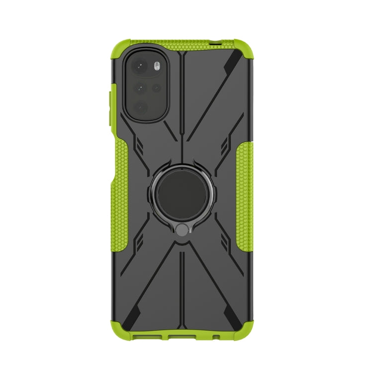 For Motorola Moto G22 Armor Bear Shockproof PC + TPU Phone Case with Ring