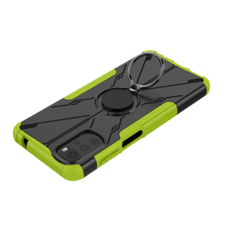 For Motorola Moto G22 Armor Bear Shockproof PC + TPU Phone Case with Ring