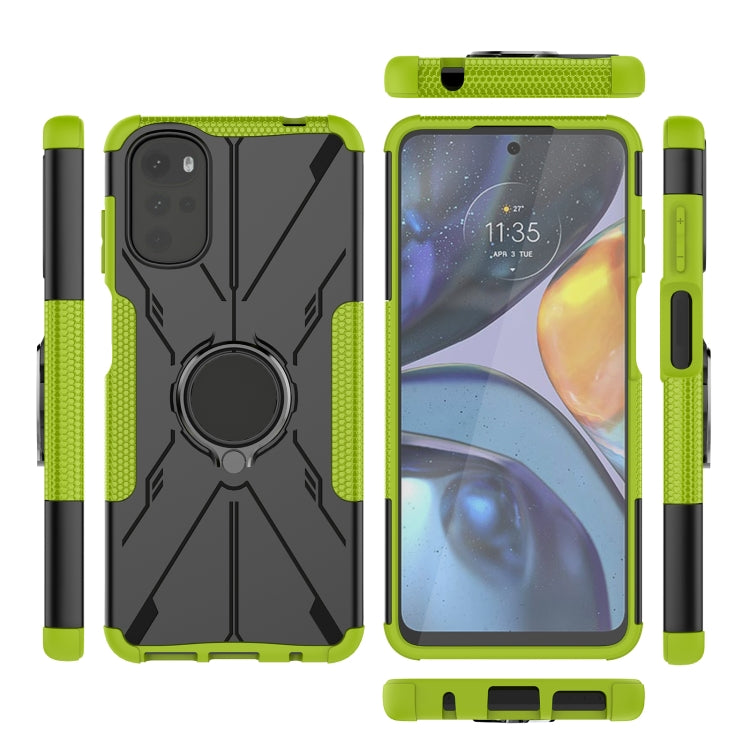 For Motorola Moto G22 Armor Bear Shockproof PC + TPU Phone Case with Ring