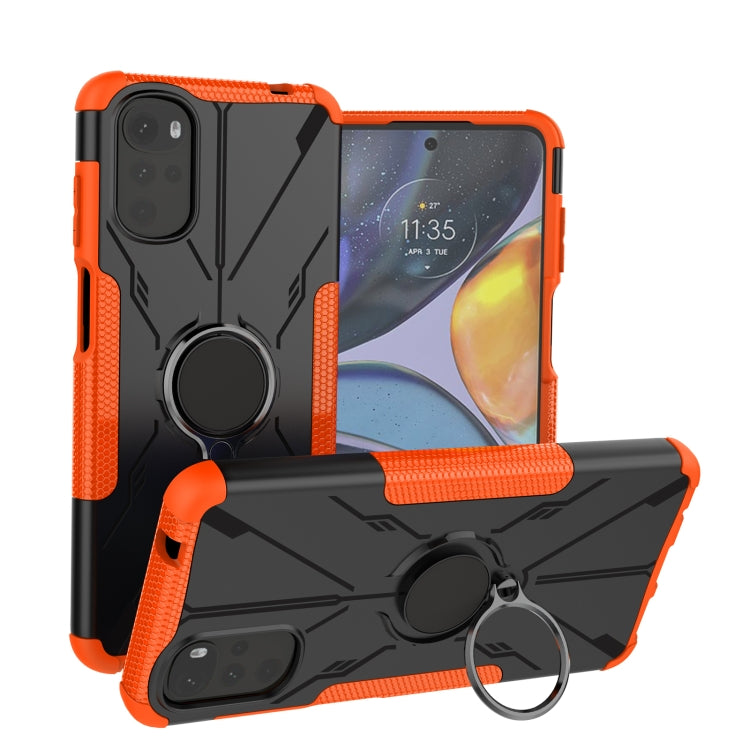 For Motorola Moto G22 Armor Bear Shockproof PC + TPU Phone Case with Ring