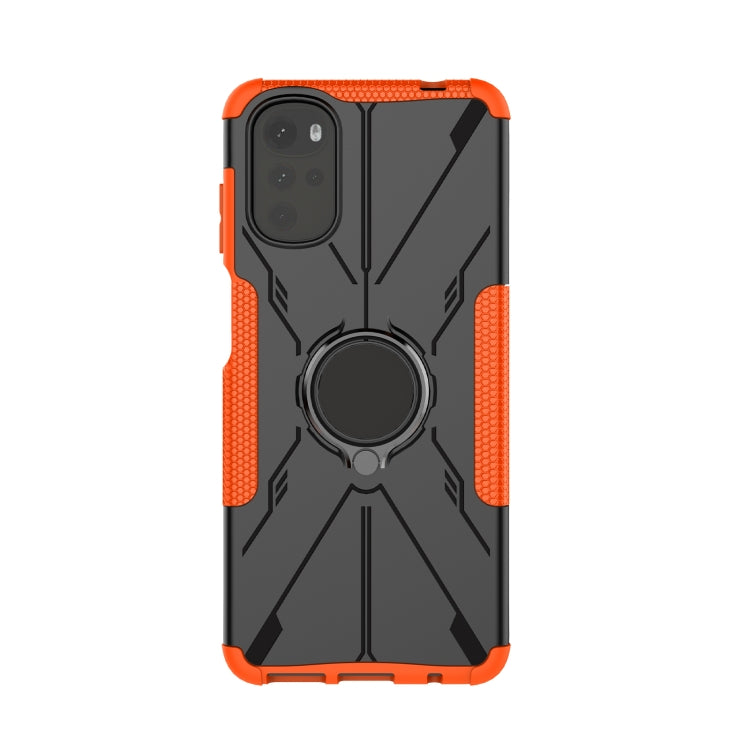 For Motorola Moto G22 Armor Bear Shockproof PC + TPU Phone Case with Ring