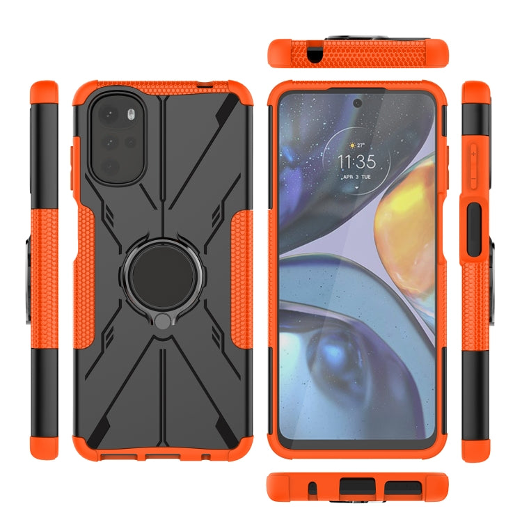For Motorola Moto G22 Armor Bear Shockproof PC + TPU Phone Case with Ring