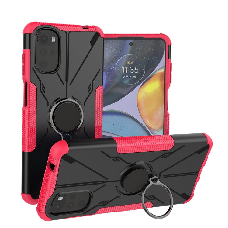 For Motorola Moto G22 Armor Bear Shockproof PC + TPU Phone Case with Ring