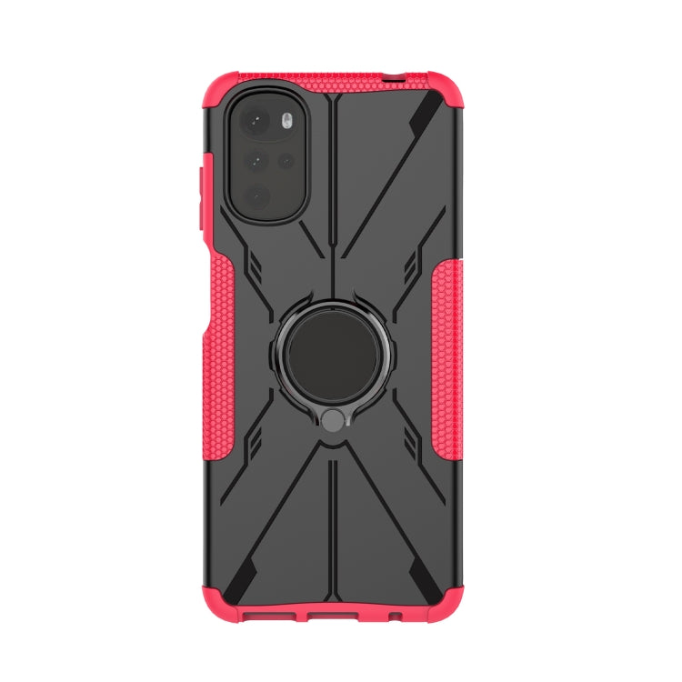 For Motorola Moto G22 Armor Bear Shockproof PC + TPU Phone Case with Ring