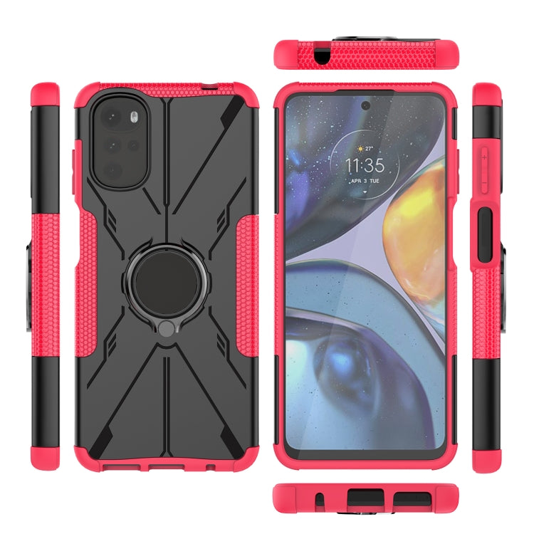 For Motorola Moto G22 Armor Bear Shockproof PC + TPU Phone Case with Ring