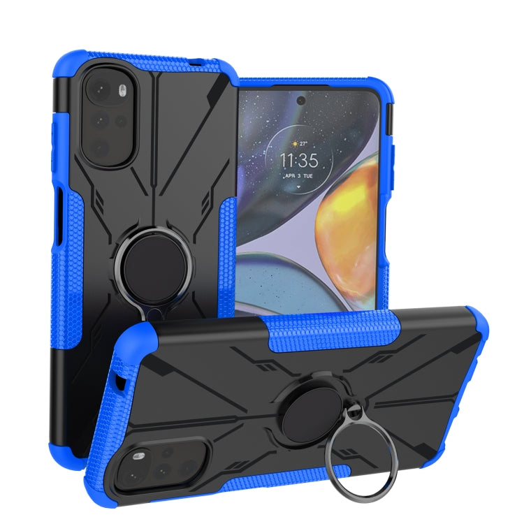 For Motorola Moto G22 Armor Bear Shockproof PC + TPU Phone Case with Ring
