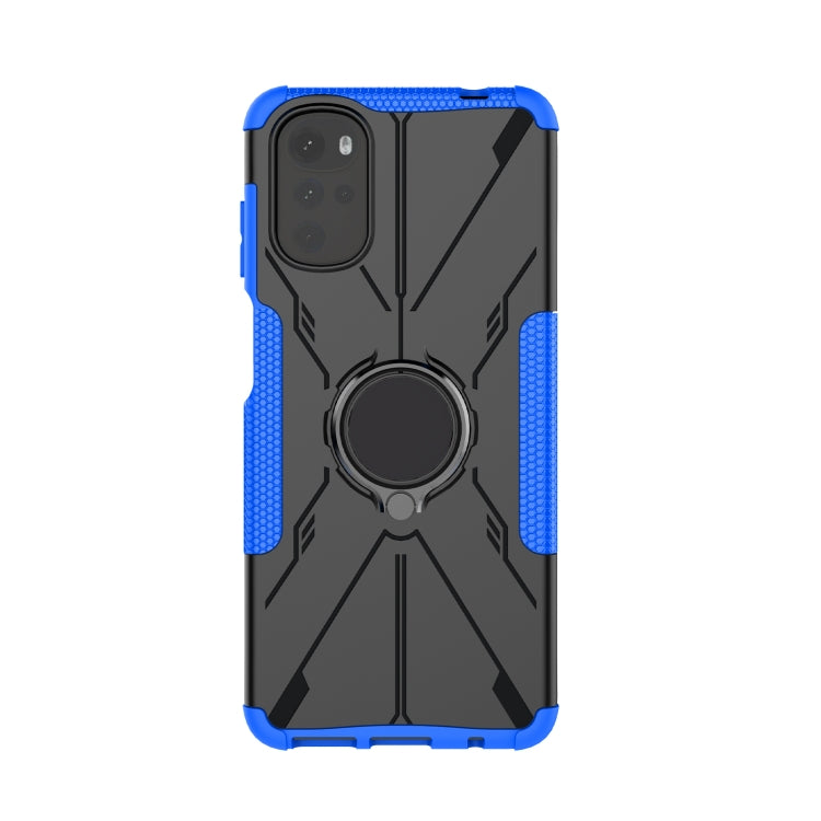 For Motorola Moto G22 Armor Bear Shockproof PC + TPU Phone Case with Ring