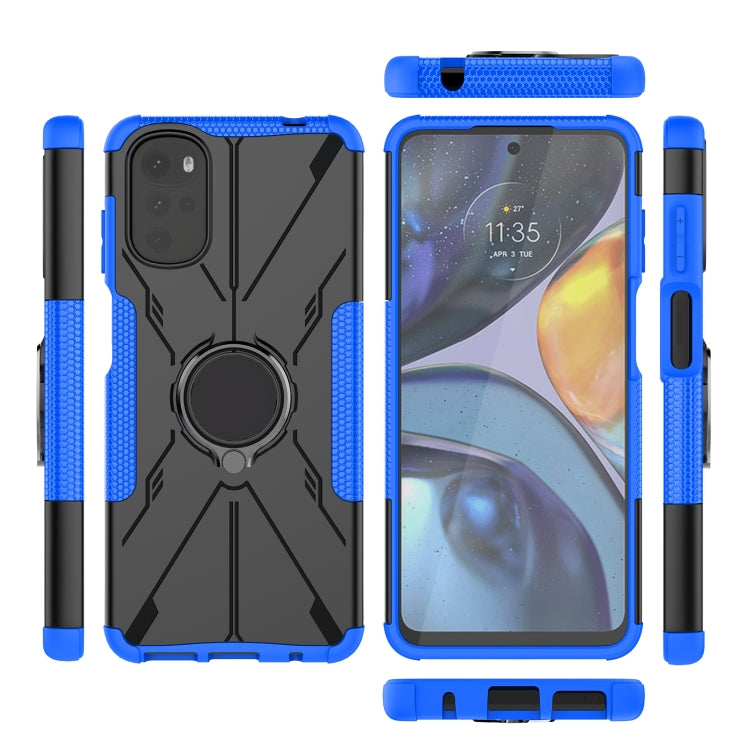 For Motorola Moto G22 Armor Bear Shockproof PC + TPU Phone Case with Ring
