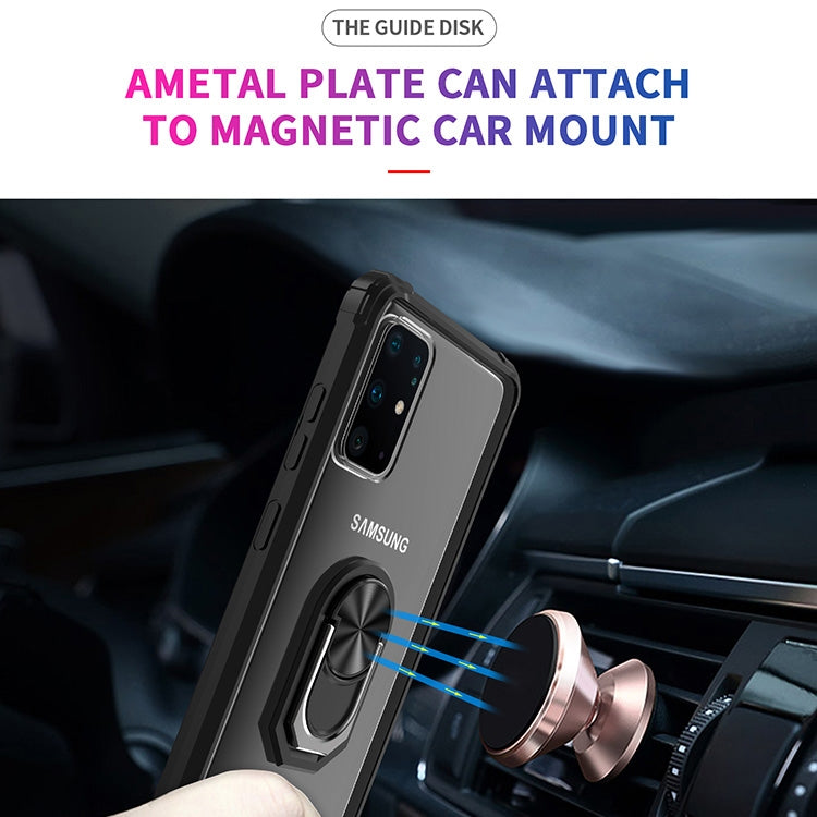 For Galaxy S20 Shockproof Transparent TPU + Acrylic Case with Ring Holder