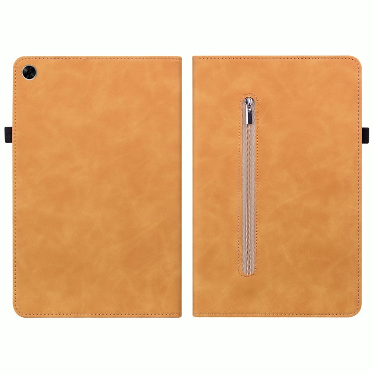 For OPPO Realme Pad 10.4 Skin Feel Solid Color Zipper Leather Tablet Case