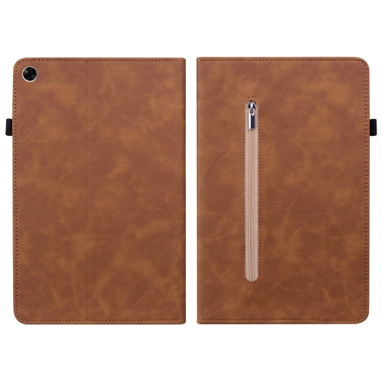 For OPPO Realme Pad 10.4 Skin Feel Solid Color Zipper Leather Tablet Case