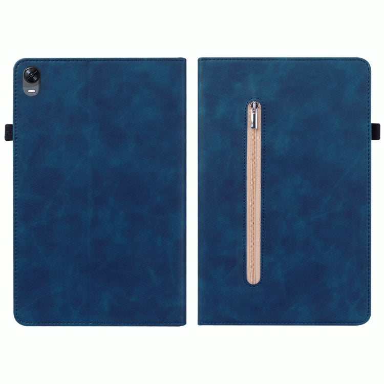 For OPPO Pad 11 Skin Feel Solid Color Zipper Leather Tablet Case