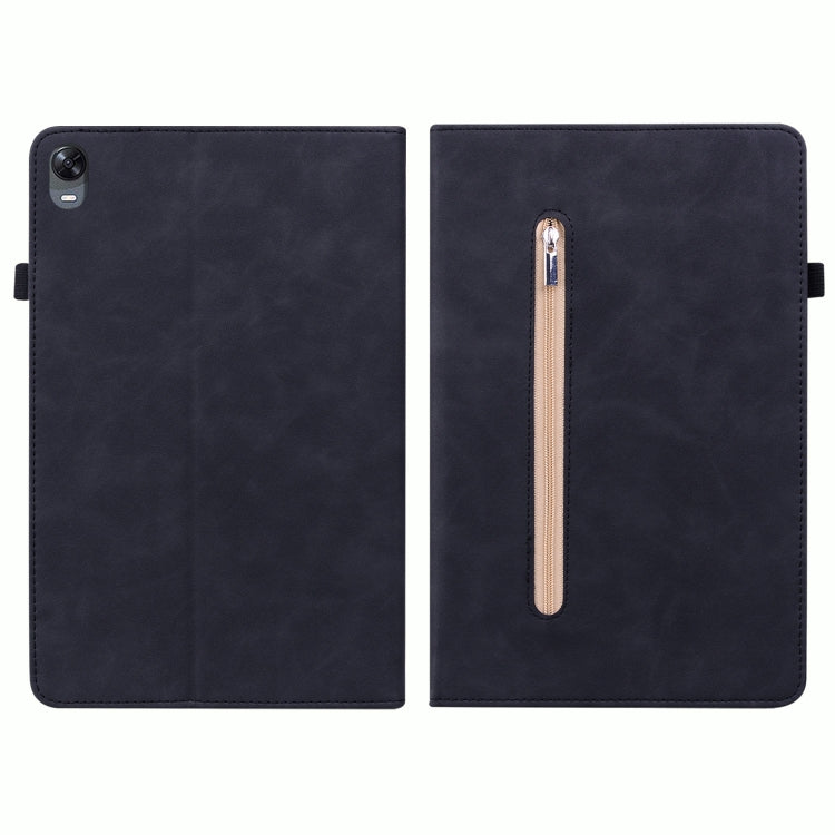 For OPPO Pad 11 Skin Feel Solid Color Zipper Leather Tablet Case