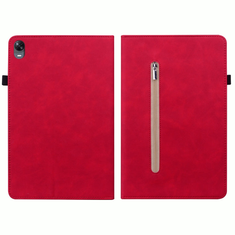 For OPPO Pad 11 Skin Feel Solid Color Zipper Leather Tablet Case
