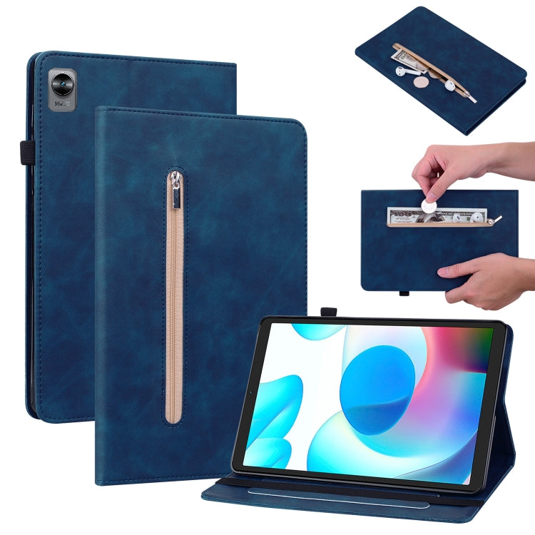 For OPPO Realme Pad mini 8.7 Skin Feel Solid Color Zipper Leather Tablet Case
