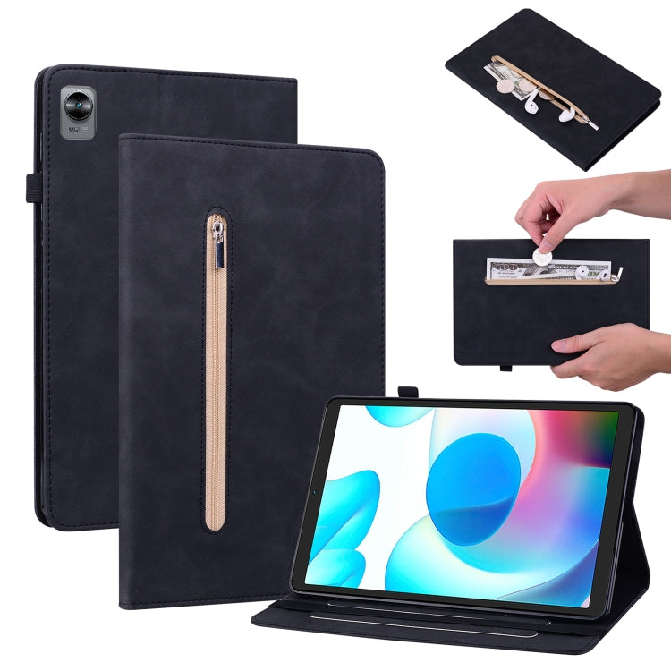 For OPPO Realme Pad mini 8.7 Skin Feel Solid Color Zipper Leather Tablet Case