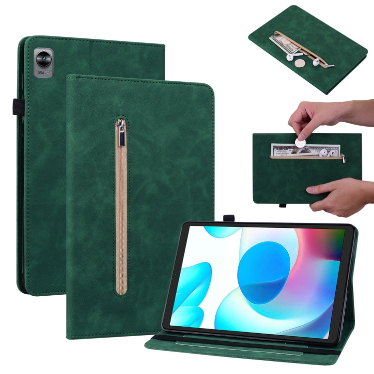 For OPPO Realme Pad mini 8.7 Skin Feel Solid Color Zipper Leather Tablet Case