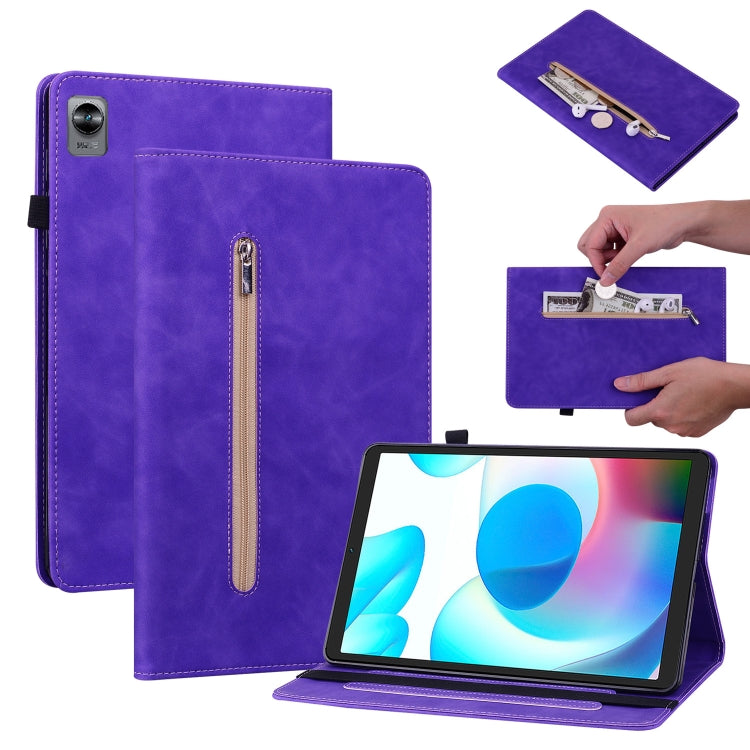For OPPO Realme Pad mini 8.7 Skin Feel Solid Color Zipper Leather Tablet Case