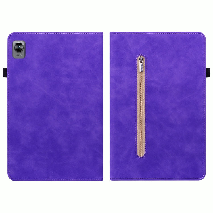 For OPPO Realme Pad mini 8.7 Skin Feel Solid Color Zipper Leather Tablet Case