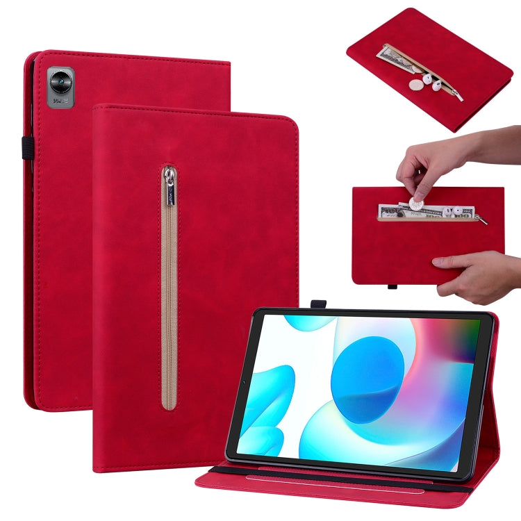 For OPPO Realme Pad mini 8.7 Skin Feel Solid Color Zipper Leather Tablet Case