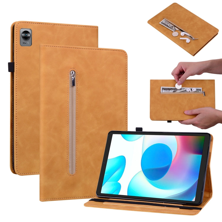For OPPO Realme Pad mini 8.7 Skin Feel Solid Color Zipper Leather Tablet Case