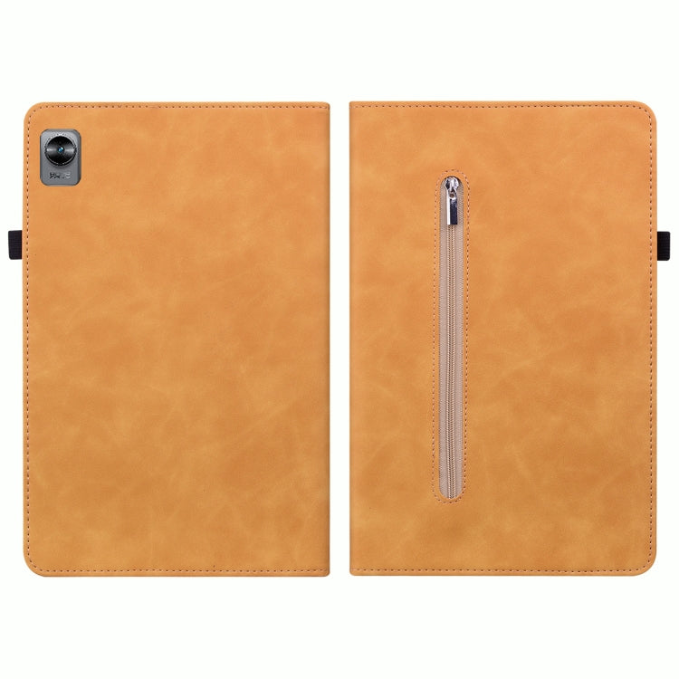 For OPPO Realme Pad mini 8.7 Skin Feel Solid Color Zipper Leather Tablet Case
