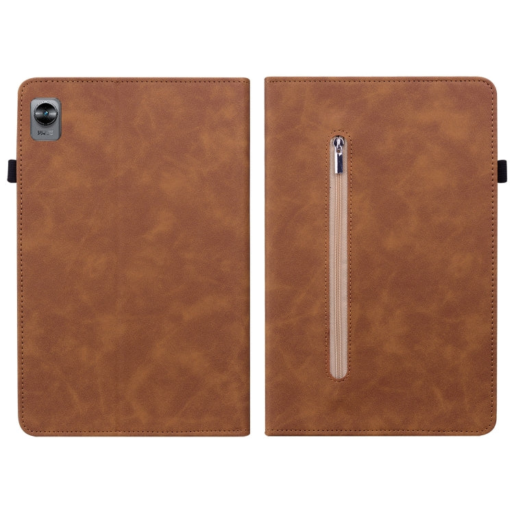 For OPPO Realme Pad mini 8.7 Skin Feel Solid Color Zipper Leather Tablet Case