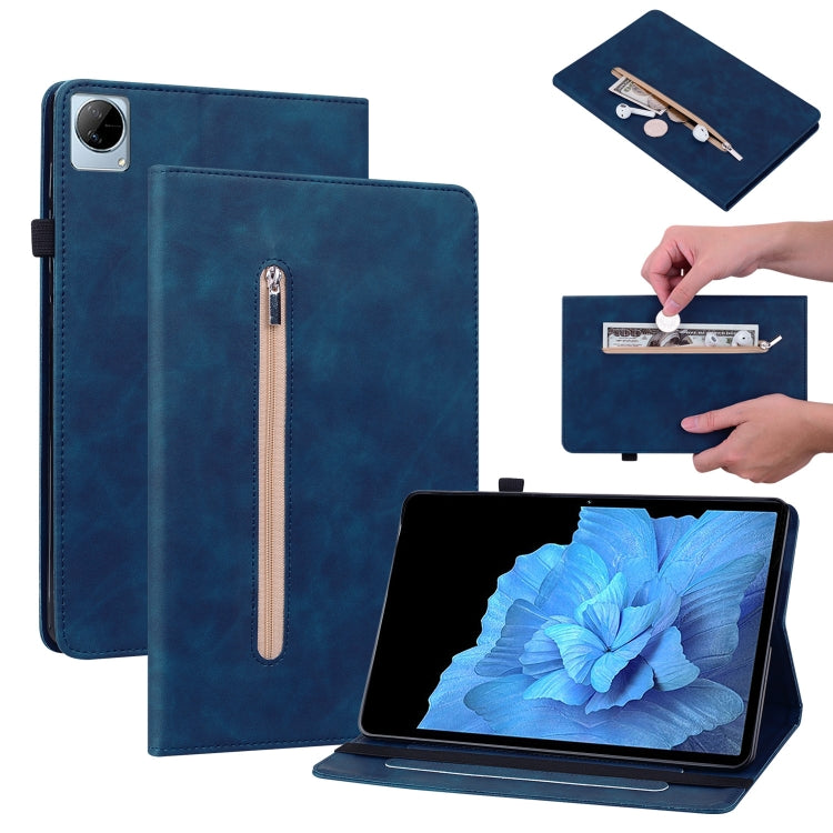 For vivo Pad 11 2022 Skin Feel Solid Color Zipper Leather Tablet Case