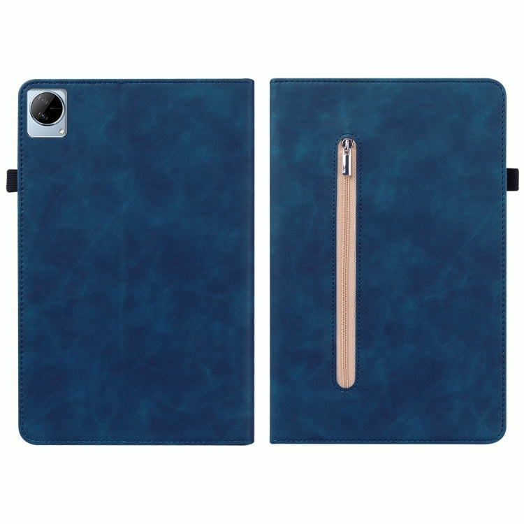 For vivo Pad 11 2022 Skin Feel Solid Color Zipper Leather Tablet Case