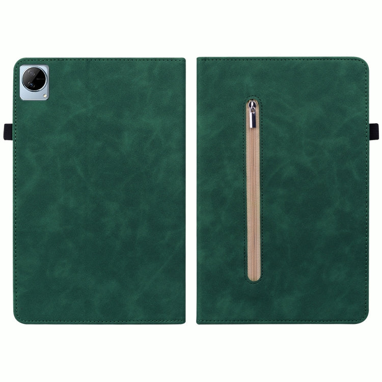 For vivo Pad 11 2022 Skin Feel Solid Color Zipper Leather Tablet Case