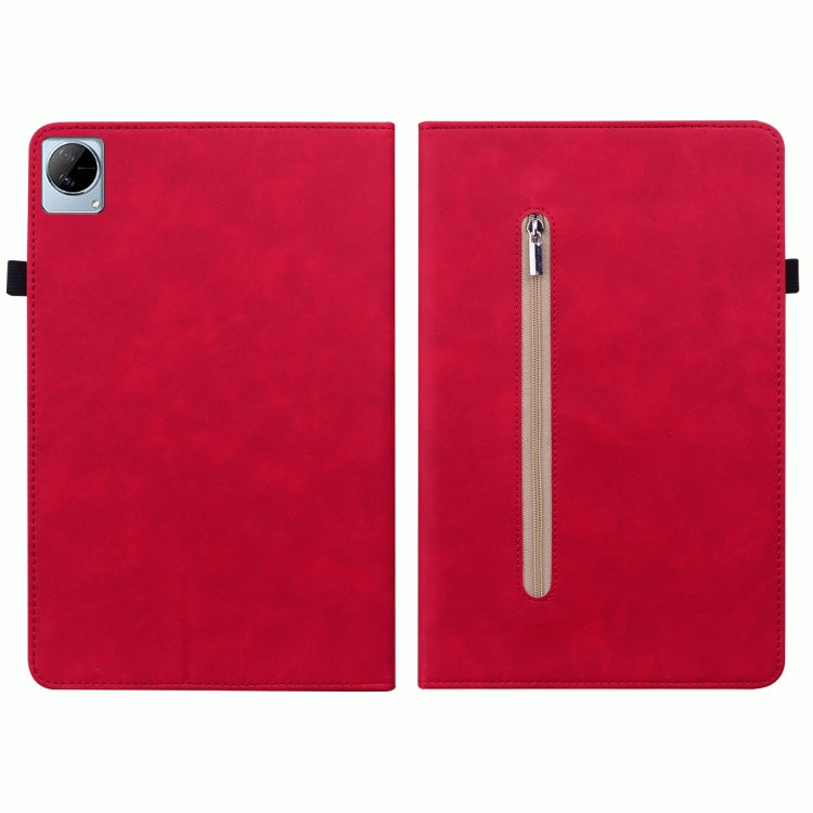 For vivo Pad 11 2022 Skin Feel Solid Color Zipper Leather Tablet Case