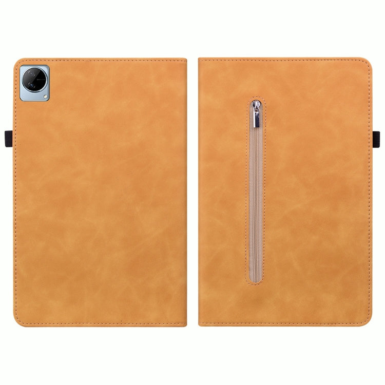 For vivo Pad 11 2022 Skin Feel Solid Color Zipper Leather Tablet Case