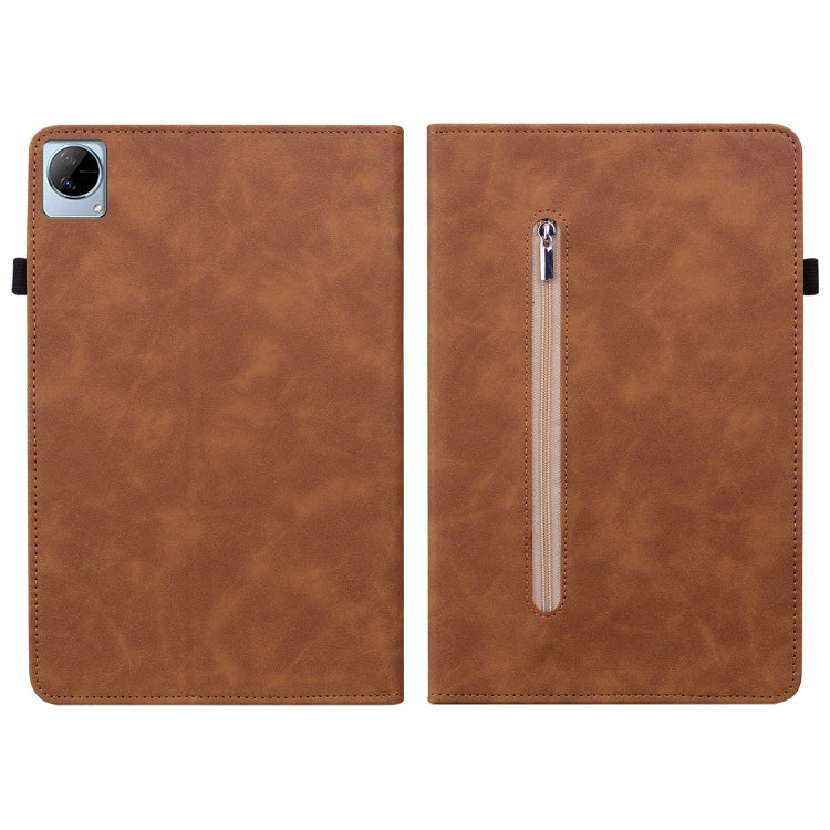 For vivo Pad 11 2022 Skin Feel Solid Color Zipper Leather Tablet Case