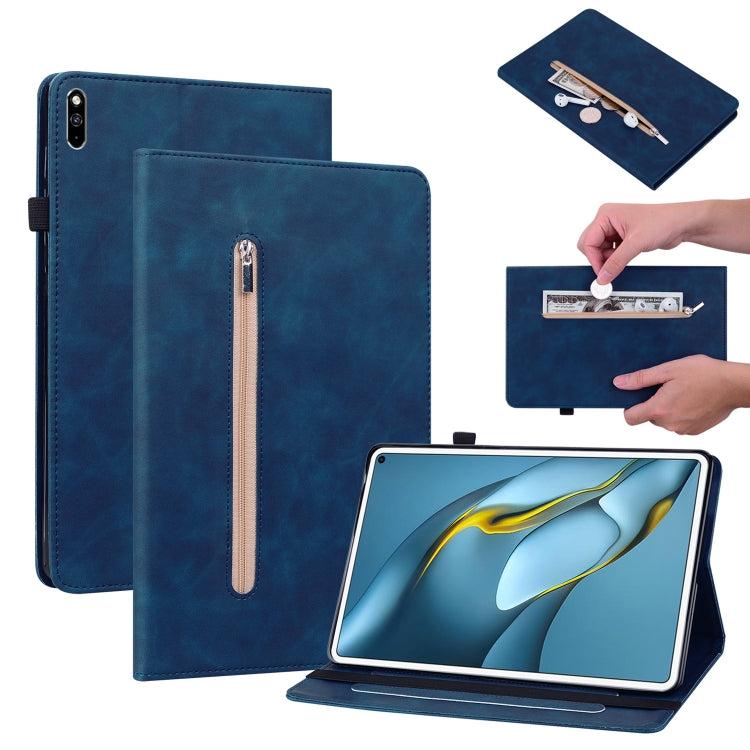 For Huawei MatePad Pro 10.8 2021 / 2018 Skin Feel Solid Color Zipper Leather Tablet Case