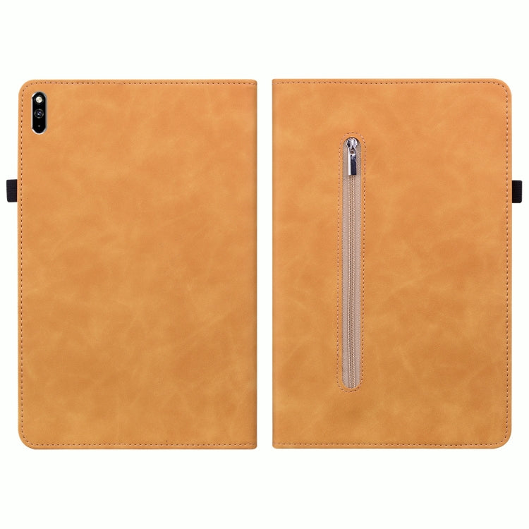 For Huawei MatePad Pro 10.8 2021 / 2018 Skin Feel Solid Color Zipper Leather Tablet Case