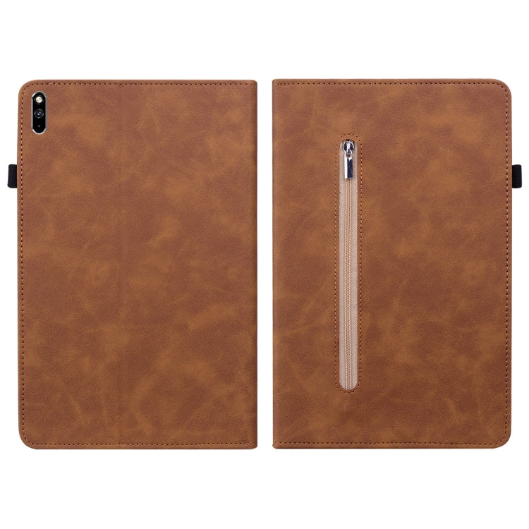 For Huawei MatePad Pro 10.8 2021 / 2018 Skin Feel Solid Color Zipper Leather Tablet Case
