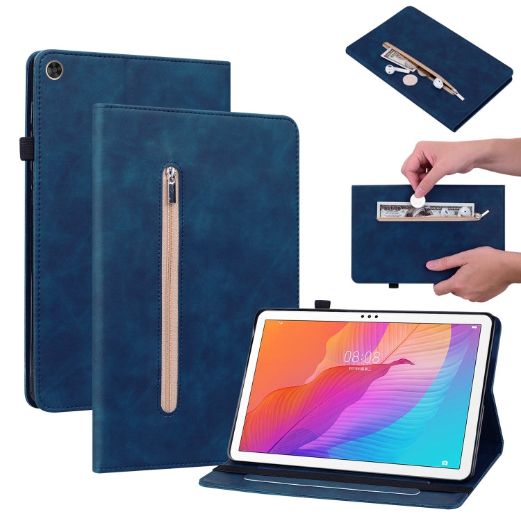 For Huawei MatePad T 10s/Enjoy Tablet 2 Skin Feel Solid Color Zipper Leather Tablet Case
