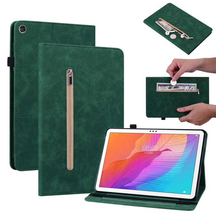 For Huawei MatePad T 10s/Enjoy Tablet 2 Skin Feel Solid Color Zipper Leather Tablet Case