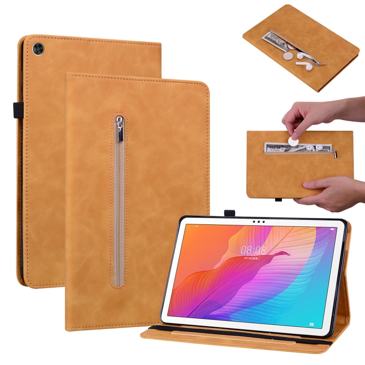 For Huawei MatePad T 10s/Enjoy Tablet 2 Skin Feel Solid Color Zipper Leather Tablet Case