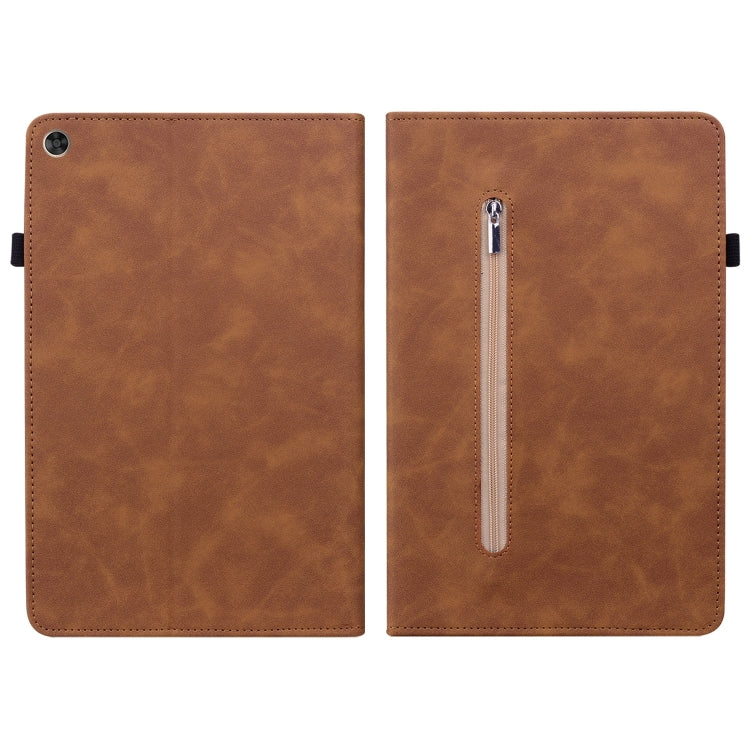 For Huawei MatePad T 10s/Enjoy Tablet 2 Skin Feel Solid Color Zipper Leather Tablet Case