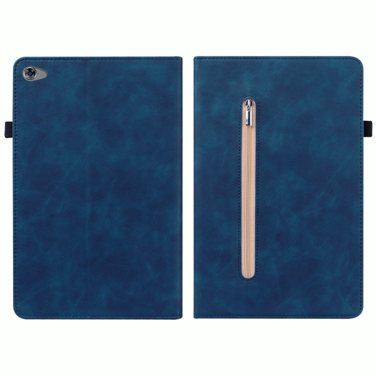 For Huawei MediaPad M5 Lite 10.1 Skin Feel Solid Color Zipper Leather Tablet Case