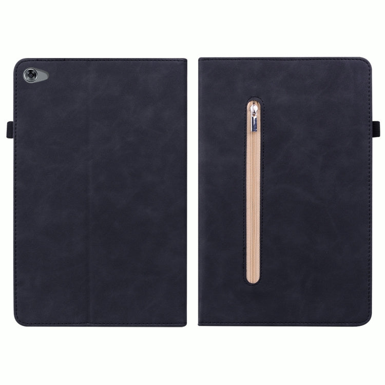 For Huawei MediaPad M5 Lite 10.1 Skin Feel Solid Color Zipper Leather Tablet Case