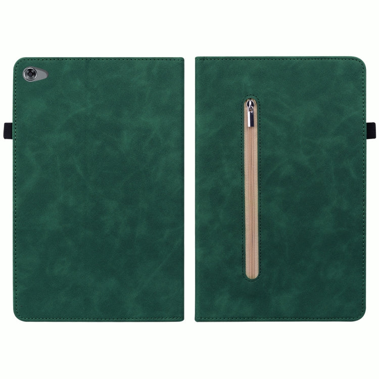 For Huawei MediaPad M5 Lite 10.1 Skin Feel Solid Color Zipper Leather Tablet Case