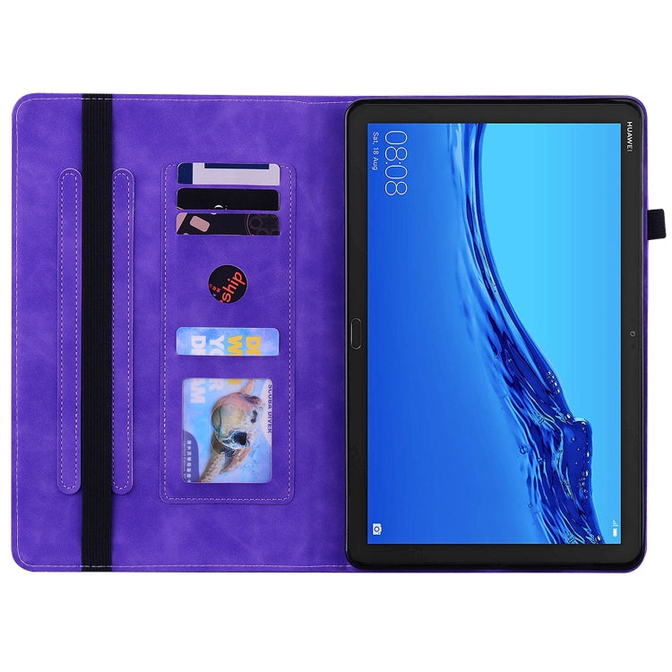 For Huawei MediaPad M5 Lite 10.1 Skin Feel Solid Color Zipper Leather Tablet Case
