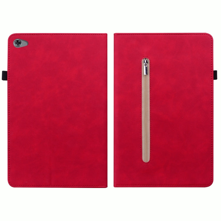 For Huawei MediaPad M5 Lite 10.1 Skin Feel Solid Color Zipper Leather Tablet Case