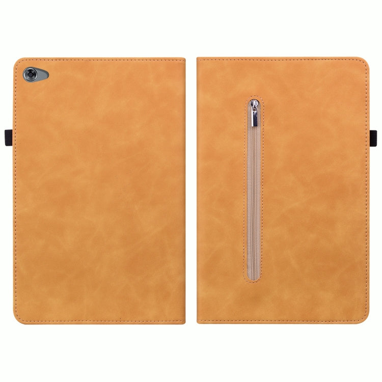 For Huawei MediaPad M5 Lite 10.1 Skin Feel Solid Color Zipper Leather Tablet Case